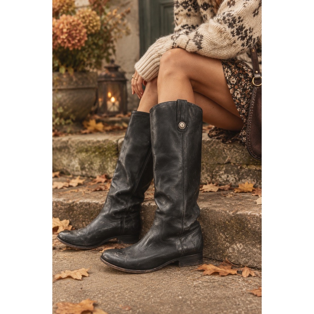 Frye Melissa Riding Boots Women's 8B Black Leather Tall Equestrian Western